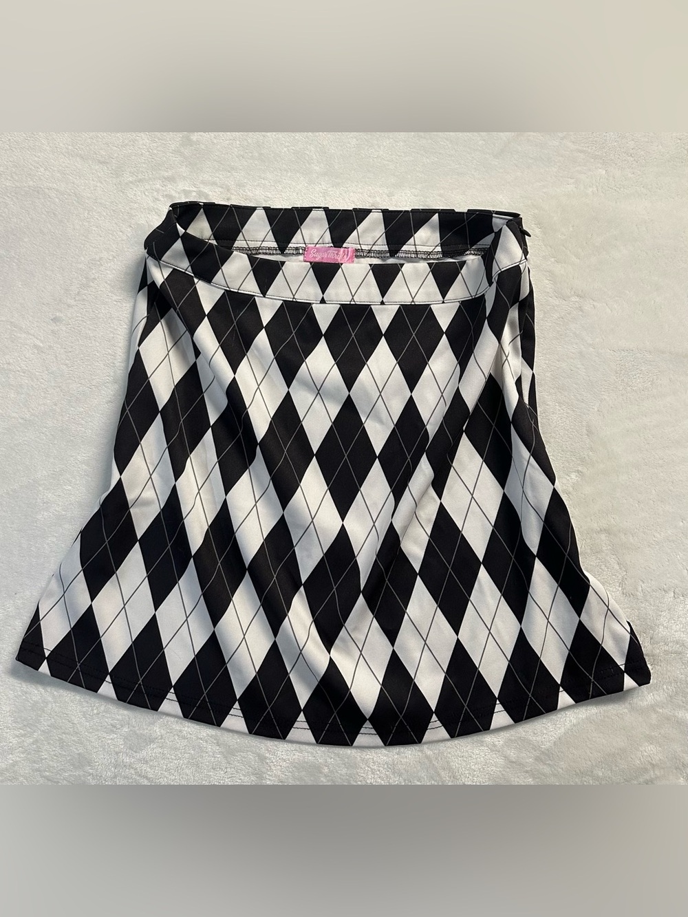 SUGAR THRILLZ women's "jeepin around" argyle diamond print mini skirt, S.